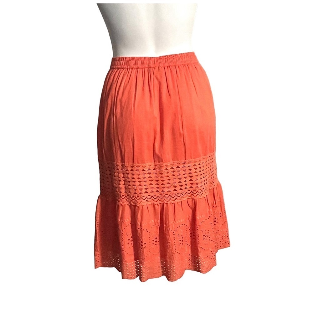 Vintage NAOO Boho Eyelet Button Front Skirt Size Size Medium Coral - Picture 3 of 5
